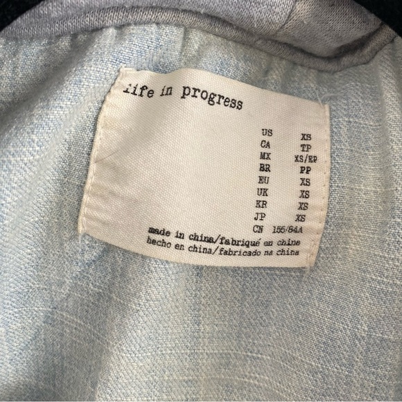 Life in Progress Grey Hoodie Jean Jacket Coat Distressed in Denim / Grey • XS - Picture 8 of 9